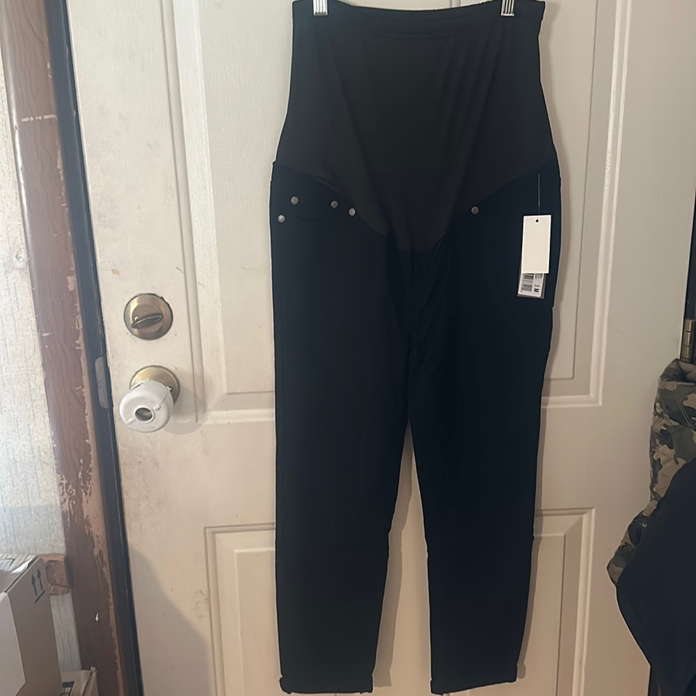 TIMES TWO FULL PANEL MATERNITY CROPPED PANTS: BLACK: NWT: SZ M